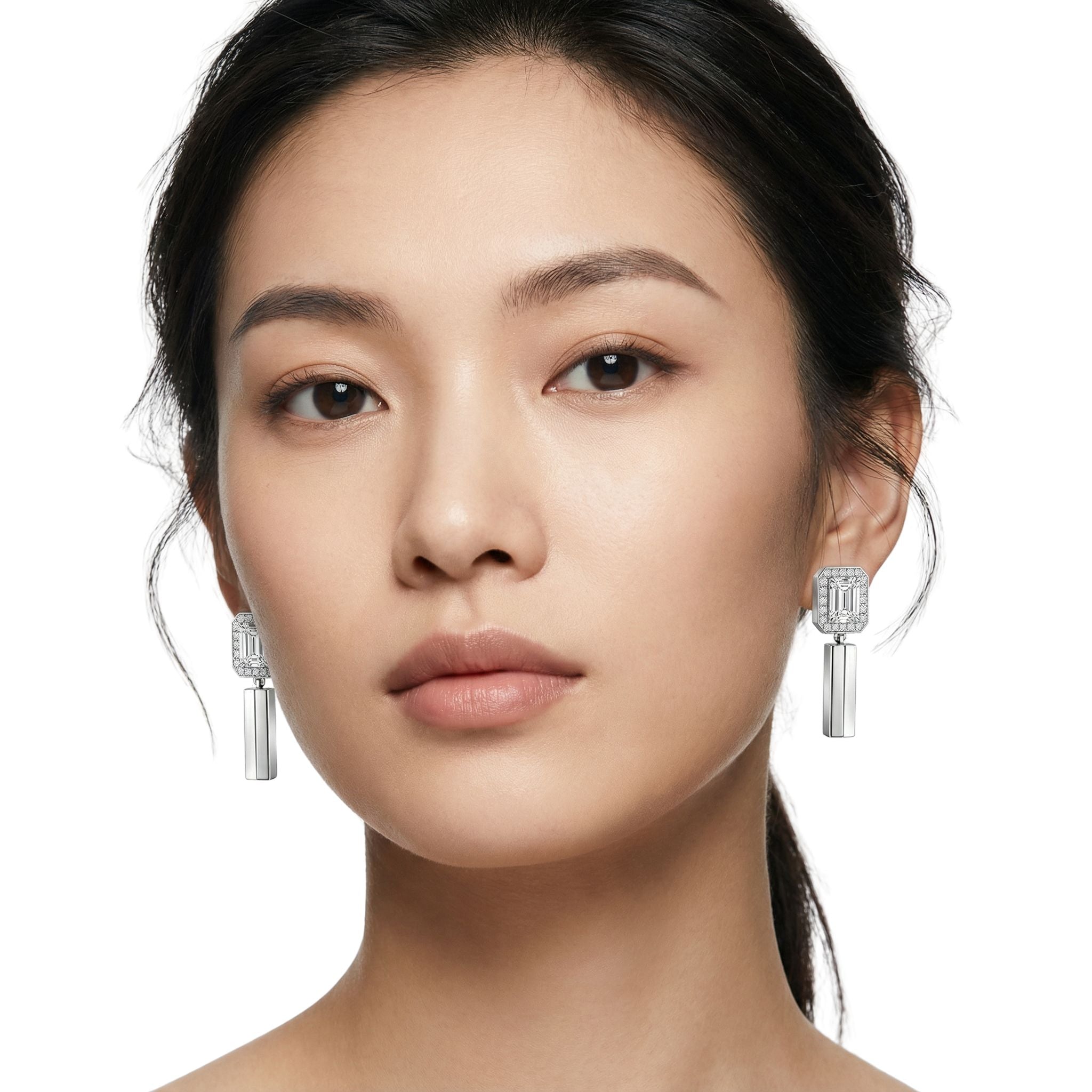 IMPERARI LA PRESENZA – SIGNATURE MONOLITH EARRINGS WHITE GOLD